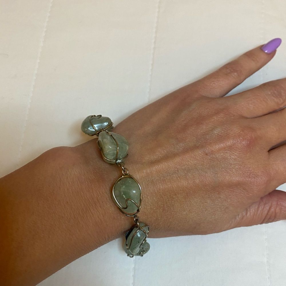 Silver Indian row gemstone bracelet
